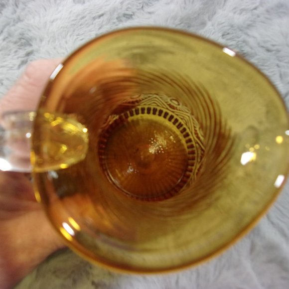 COPY - H-78 VINTAGE PILGRIM GLASS AMBER CREAMER PITCHER  DIAMOND EMBOSSED - Picture 8 of 8